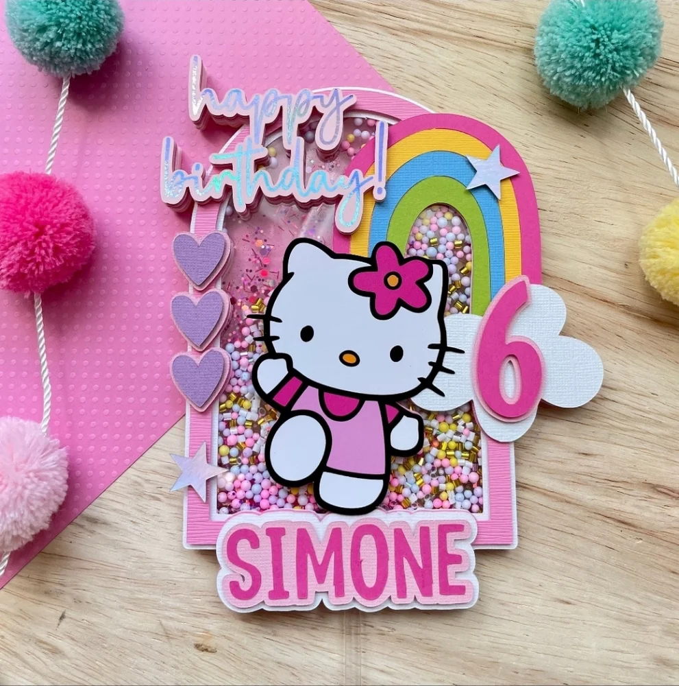 Custom Pink Cardstock Butterfly Happy Birthday Cake Topper‎ Party Decoration